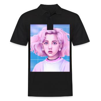 Pastel Aesthetic Cute Anime Girl - Men's Polo Shirt - black - Front - Kai (181cm)