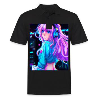 Pastel Aesthetic Cute Anime Girl - Men's Polo Shirt - black - Front - Kai (181cm)