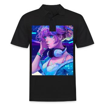 Pastel Aesthetic Cute Anime Girl - Männer Poloshirt - Schwarz - Vorne - Kai (181cm)