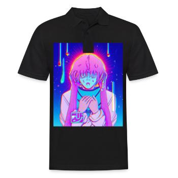 Pastel Aesthetic Sad Anime Girl - Männer Poloshirt - Schwarz - Vorne - Kai (181cm)
