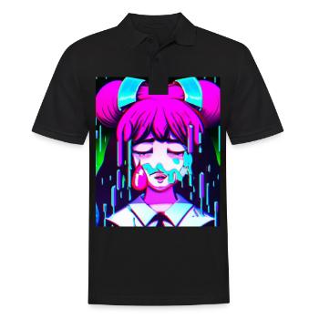 Pastel Aesthetic Sad Anime Girl - Männer Poloshirt - Schwarz - Vorne - Kai (181cm)