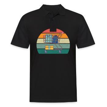 shopper shopperin einkaufen einkäufer, einkäuferin - Männer Poloshirt - Schwarz - Vorne - Kai (181cm)