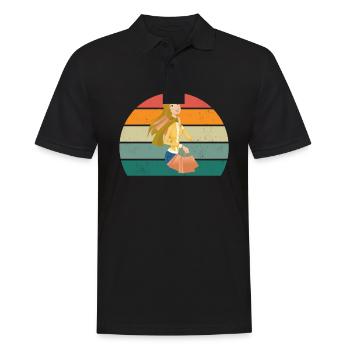 shopper shopperin einkaufen einkäufer, einkäuferin - Männer Poloshirt - Schwarz - Vorne - Kai (181cm)