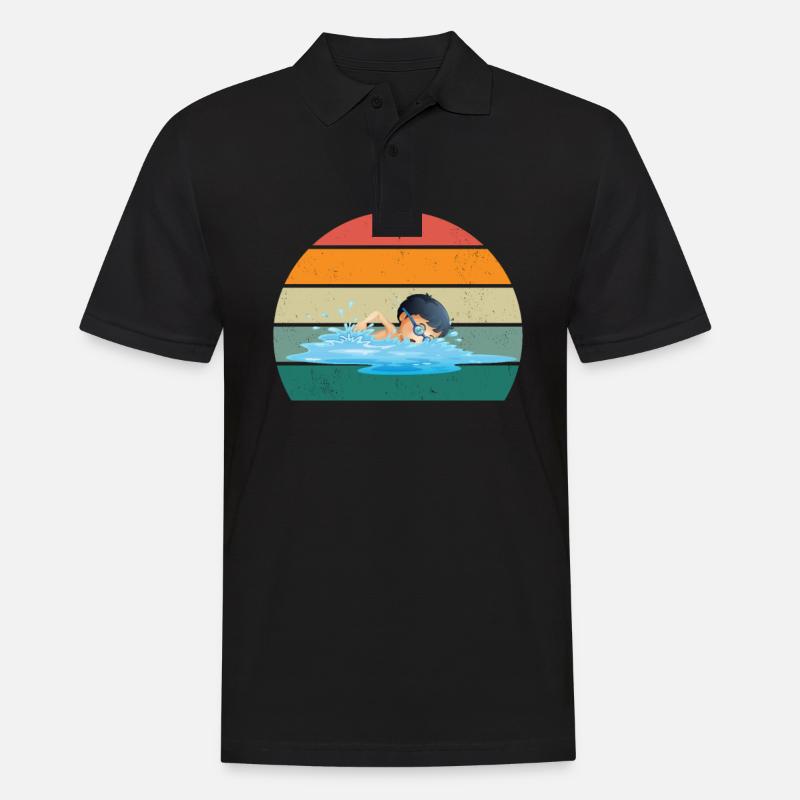 Nageur Nageur Eau Eau Eau Mer Natation - Polo Homme - noir