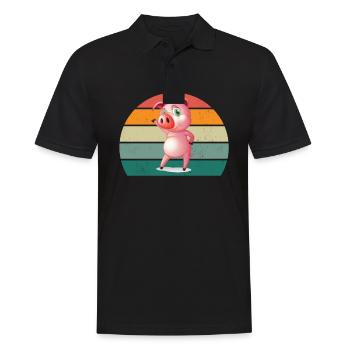 pigs pigs boar pigsty pigsty pig pig - Men's Polo Shirt - black - Front - Kai (181cm)