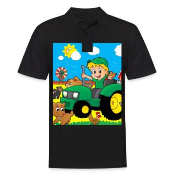 Green Tractor Birthday Farm Animals - Men's Polo Shirt - black - Front - Kai (181cm)