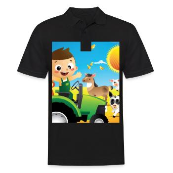 Green Tractor Birthday Farm Animals - Men's Polo Shirt - black - Front - Kai (181cm)