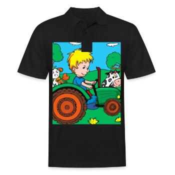 Green Tractor Birthday Farm Animals - Men's Polo Shirt - black - Front - Kai (181cm)