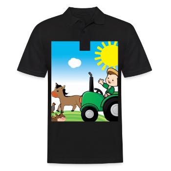 Green Tractor Birthday Farm Animals - Men's Polo Shirt - black - Front - Kai (181cm)