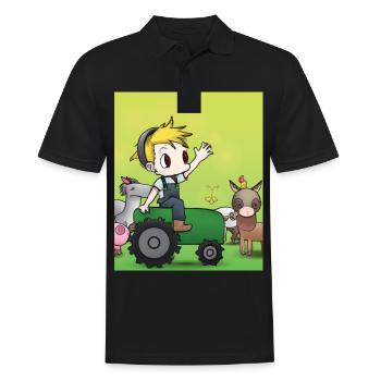 Green Tractor Birthday Anime Farm Animals - Men's Polo Shirt - black - Front - Kai (181cm)