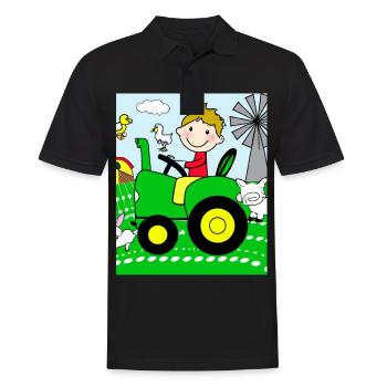 Green Tractor Birthday Farm Animals - Men's Polo Shirt - black - Front - Kai (181cm)