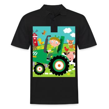 Green Tractor Birthday Farm Animals - Men's Polo Shirt - black - Front - Kai (181cm)