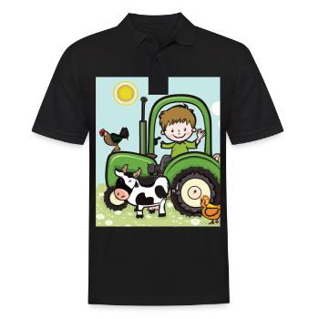 Green Tractor Birthday Farm Animals - Men's Polo Shirt - black - Front - Kai (181cm)