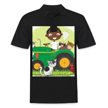 Green Tractor Birthday Farm Animals - Men's Polo Shirt - black - Front - Kai (181cm)