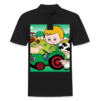 Green Tractor Birthday Farm Animals - Men's Polo Shirt - black - Front - Kai (181cm)