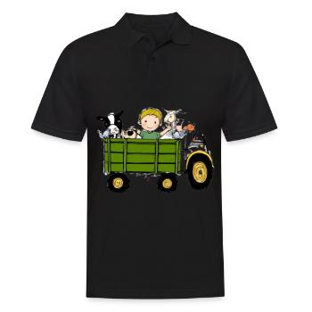 Green Tractor Birthday Farm Animals - Men's Polo Shirt - black - Front - Kai (181cm)