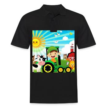 Green Tractor Birthday Farm Animals - Men's Polo Shirt - black - Front - Kai (181cm)