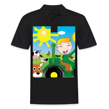 Green Tractor Birthday Farm Animals - Men's Polo Shirt - black - Front - Kai (181cm)