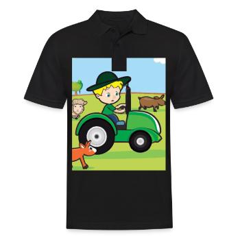 Green Tractor Birthday Farm Animals - Men's Polo Shirt - black - Front - Kai (181cm)
