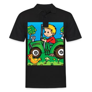 Green Tractor Birthday Farm Animals - Men's Polo Shirt - black - Front - Kai (181cm)