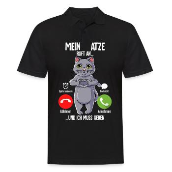 Meine Katze Ruft An - Männer Poloshirt - Schwarz - Vorne - Kai (181cm)