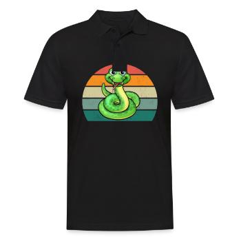 Schlange Boa Reptilien Würgeschlange Giftschlange - Männer Poloshirt - Schwarz - Vorne - Kai (181cm)