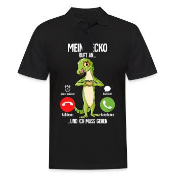 Mein Gecko Ruft An - Männer Poloshirt - Schwarz - Vorne - Kai (181cm)