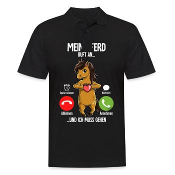 Mein Pferd Ruft An - Männer Poloshirt - Schwarz - Vorne - Kai (181cm)