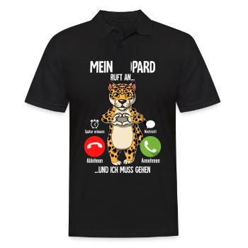 Mein Leopard Ruft An - Männer Poloshirt - Schwarz - Vorne - Kai (181cm)