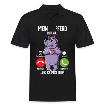 Mein Nilpferd Ruft An - Männer Poloshirt - Schwarz - Vorne - Kai (181cm)