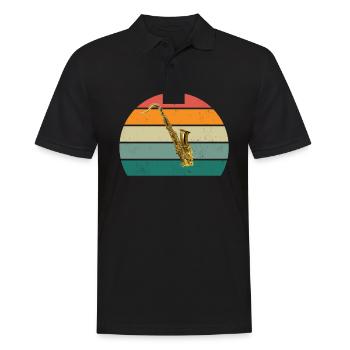 Saxofon Saxofonist Saxophon Musik Saxophonespieler - Männer Poloshirt - Schwarz - Vorne - Kai (181cm)