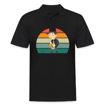 Saxofon Saxofonist Saxophon Musik Saxophonespieler - Männer Poloshirt - Schwarz - Vorne - Kai (181cm)