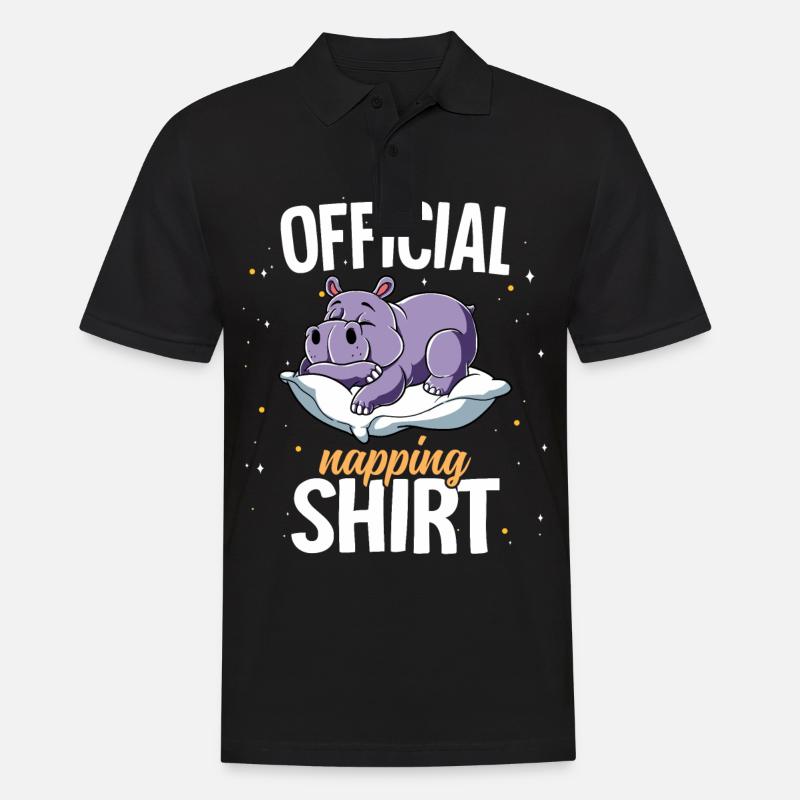 Sleeping Hippo Official Napping - Polo Homme - noir