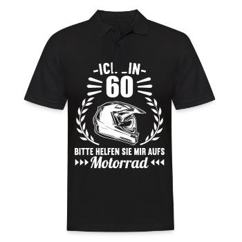Ich bin 60 bitte helfen auf Motorrad 60 Geburtstag - Männer Poloshirt - Schwarz - Vorne - Kai (181cm)