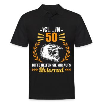 Ich bin 50 bitte helfen auf Motorrad 50 Geburtstag - Männer Poloshirt - Schwarz - Vorne - Kai (181cm)