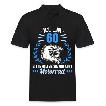 Ich bin 60 bitte helfen auf Motorrad 60 Geburtstag - Männer Poloshirt - Schwarz - Vorne - Kai (181cm)