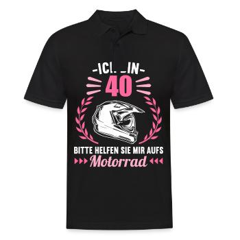 Ich bin 40 bitte helfen auf Motorrad 40 Geburtstag - Männer Poloshirt - Schwarz - Vorne - Kai (181cm)