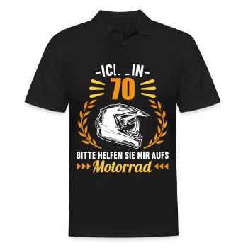 Ich bin 70 bitte helfen auf Motorrad 70 Geburtstag - Männer Poloshirt - Schwarz - Vorne - Kai (181cm)