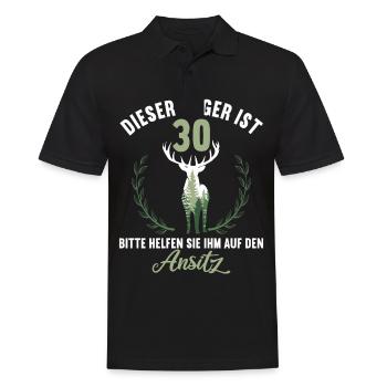 30 Jahre helfen auf Hochsitz 30 Geburtstag Jäger - Männer Poloshirt - Schwarz - Vorne - Kai (181cm)