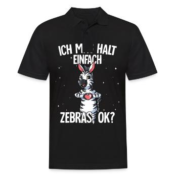Ich mag halt einfach Zebras - Männer Poloshirt - Schwarz - Vorne - Kai (181cm)