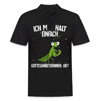 Ich mag halt einfach Gottesanbeterinnen - Männer Poloshirt - Schwarz - Vorne - Kai (181cm)
