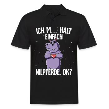Ich mag halt einfach Nilpferde - Männer Poloshirt - Schwarz - Vorne - Kai (181cm)