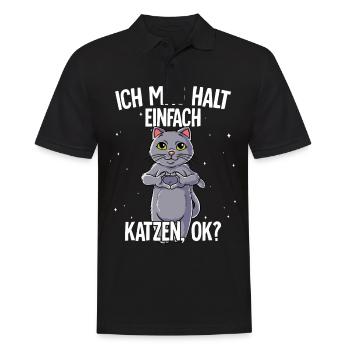 Ich mag halt einfach Katzen - Männer Poloshirt - Schwarz - Vorne - Kai (181cm)