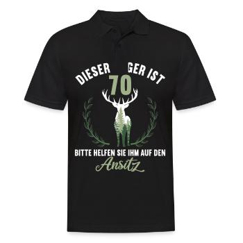 70 Jahre helfen auf Hochsitz 70 Geburtstag Jäger - Männer Poloshirt - Schwarz - Vorne - Kai (181cm)