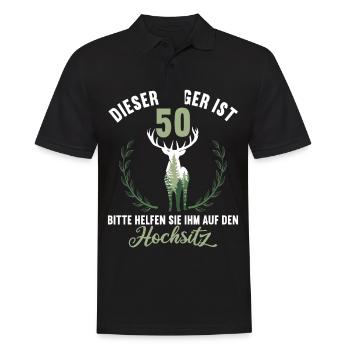 50 Jahre helfen auf Hochsitz 50 Geburtstag Jäger - Männer Poloshirt - Schwarz - Vorne - Kai (181cm)