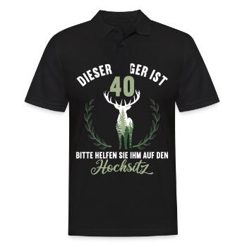 40 Jahre helfen auf Hochsitz 40 Geburtstag Jäger - Männer Poloshirt - Schwarz - Vorne - Kai (181cm)
