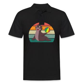 seals seal seals swimming eared seal seal - Men's Polo Shirt - black - Front - Kai (181cm)