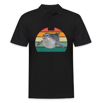 Robben Seehund Seehunde Schwimmen Ohrenrobbe Robbe - Männer Poloshirt - Schwarz - Vorne - Kai (181cm)
