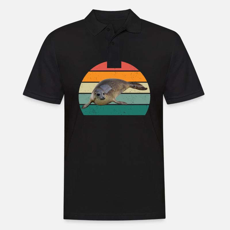 Robben Seehund Seehunde Schwimmen Ohrenrobbe Robbe - Männer Poloshirt - Schwarz