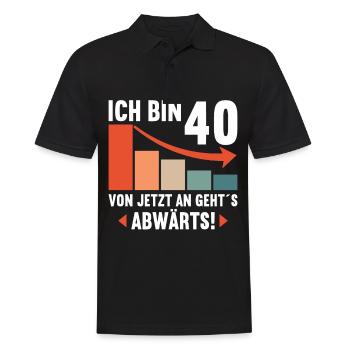 Ich bin 40 Ab jetzt gehts abwärts 40 Geburtstag - Männer Poloshirt - Schwarz - Vorne - Kai (181cm)